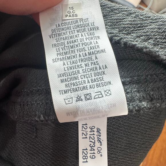 Aerie Women's Wide Leg Smoked Overalls Raw Edge Hem Charcoal Gray Size M NWT - Picture 7 of 11